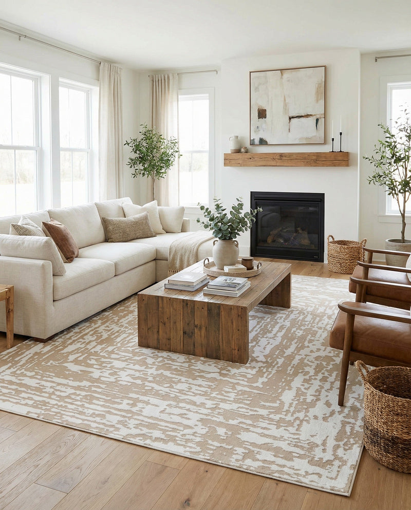 Sanctuary Retreat Collection Area Rug -  Asylum Rectangle White Bone  lifestyle 29