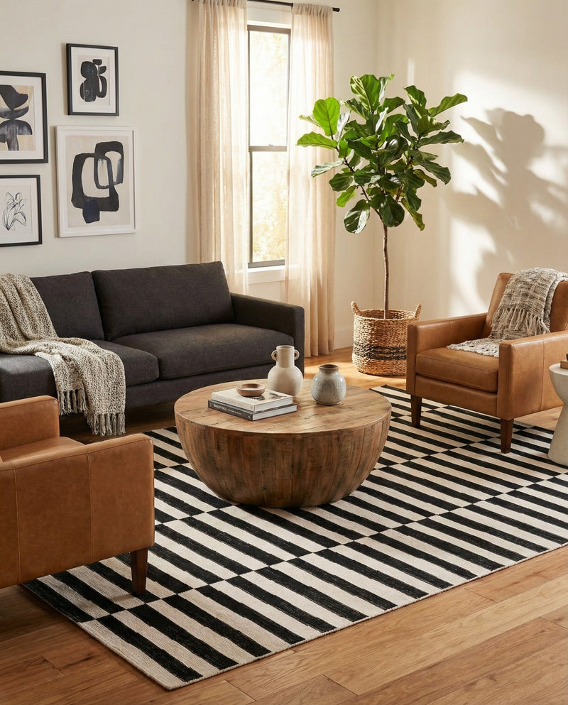 Soho Elegance Collection Area Rug -  Hudson (Black) Rectangle Black  lifestyle 31