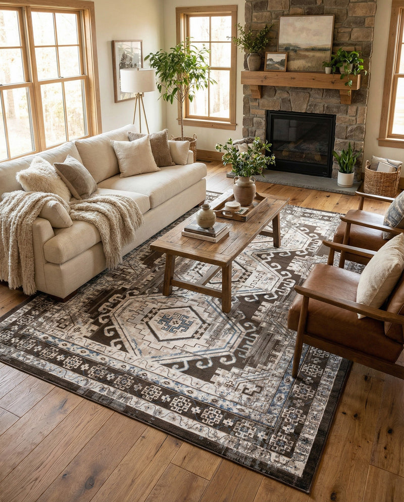 Savannah Elegance Collection Area Rug -  Tybee (Gray) Rectangle Gray  lifestyle 28