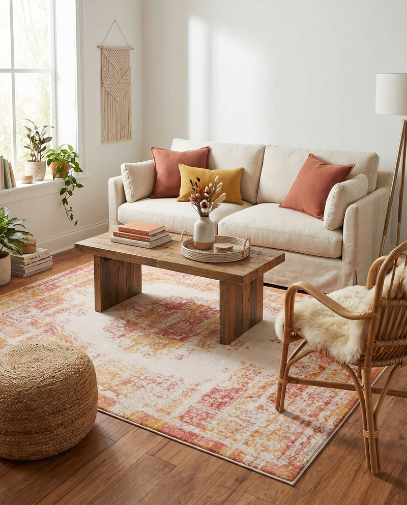 Geneva Terrace Collection Area Rug -  Vevey Rectangle Ivory  lifestyle 32