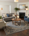 Tabriz Tapestry Collection Area Rug - Azerbaijan (Gray) Square Gray  lifestyle 54
