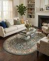 Persian Elegance Collection Area Rug -  Kerman (Blue) Oval Blue  lifestyle 49