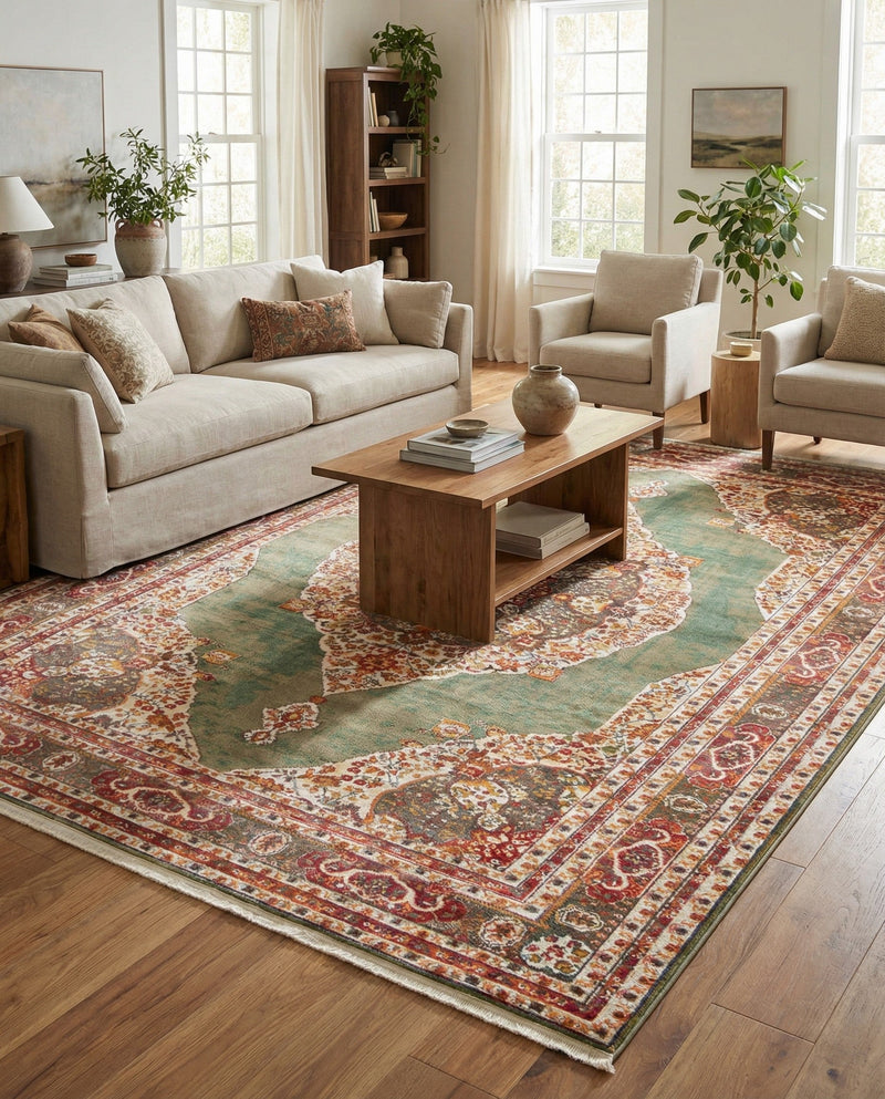 Caribbean Breeze Collection Area Rug -  Windward Rectangle Green  lifestyle 42