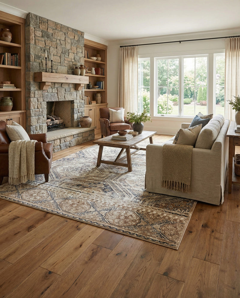 Coastal Manor Collection Area Rug -  Oceanfront Rectangle Blue Beige  lifestyle 5