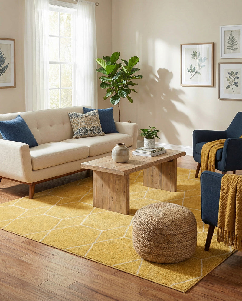 Trellis Mosaic Collection Area Rug - Arborville (Yellow) Rectangle Yellow  lifestyle 13