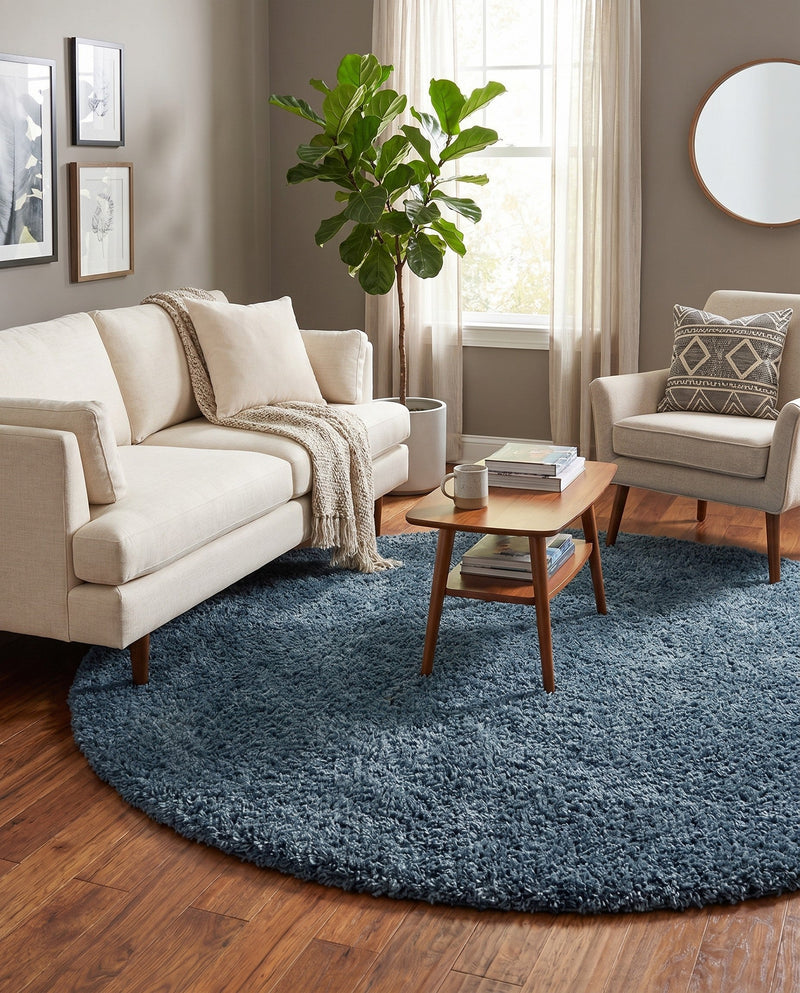 Alpine Plush Collection Area Rug -  Cortina (Marine Blue) Round Marine Blue  lifestyle 37