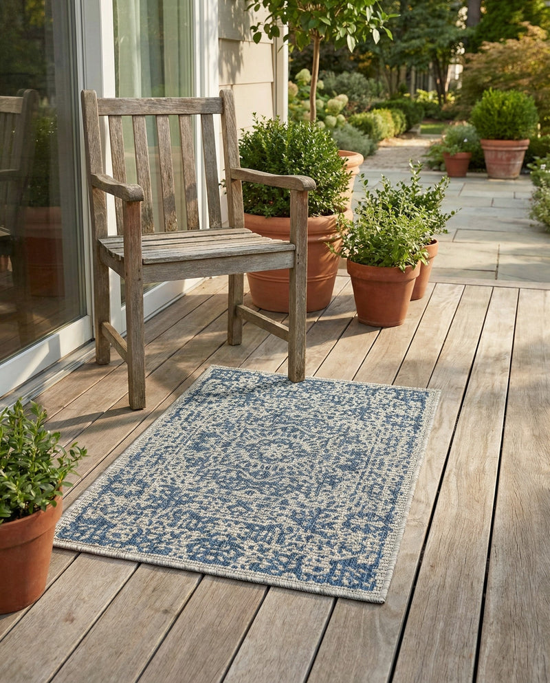 Patio Heritage Collection Area Rug - Savannah (Blue) Rectangle Blue  lifestyle 8