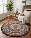 Persian Elegance Collection Area Rug -  Hamedan (Burgundy) Round Burgundy  lifestyle 38
