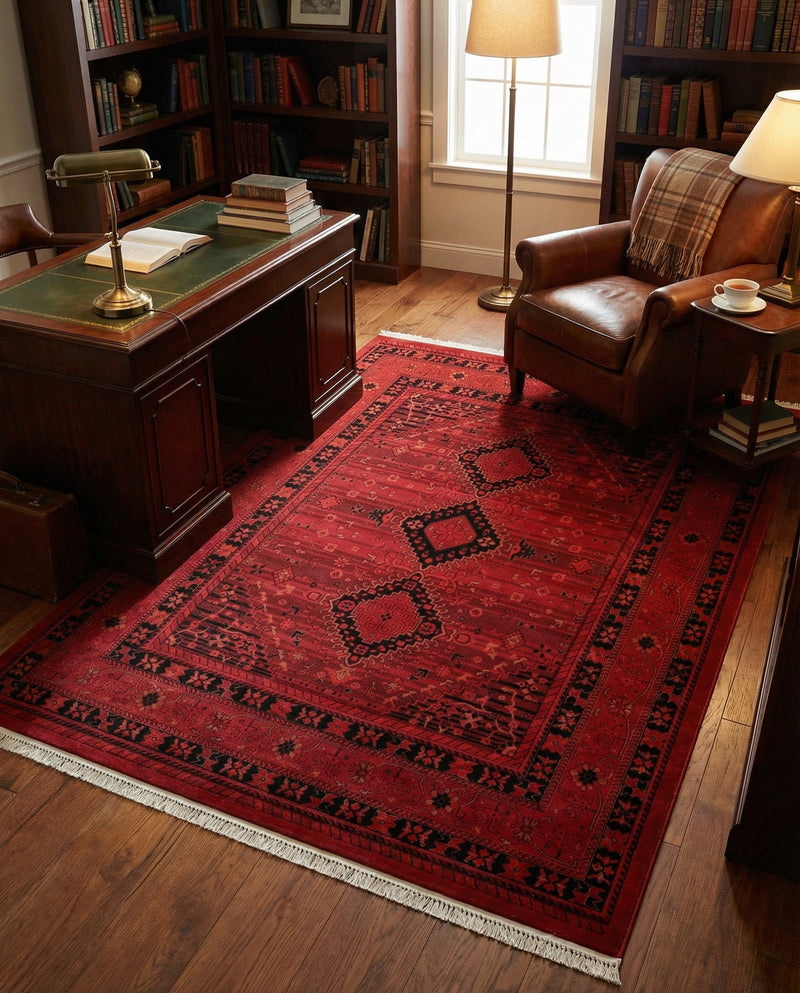 Samarkand Elegance Collection Area Rug -  Zarafshan Rectangle Red  lifestyle 16