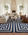 Aegean Labyrinth Collection Area Rug -  Mykonos Rectangle Navy Blue  lifestyle 12