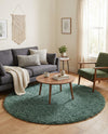 Eternal Plush Oasis Collection Area Rug -  Tranquility (Forest Green) Round Forest Green  lifestyle 42