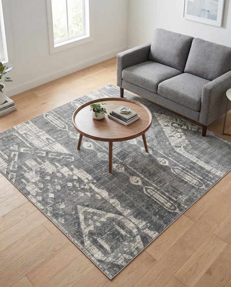 Cascade Range Collection Area Rug - Hood (Gray) Square Gray  lifestyle 41