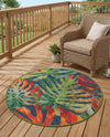 Coastal Terrace Collection Area Rug -  Pier Round Multi  lifestyle 71