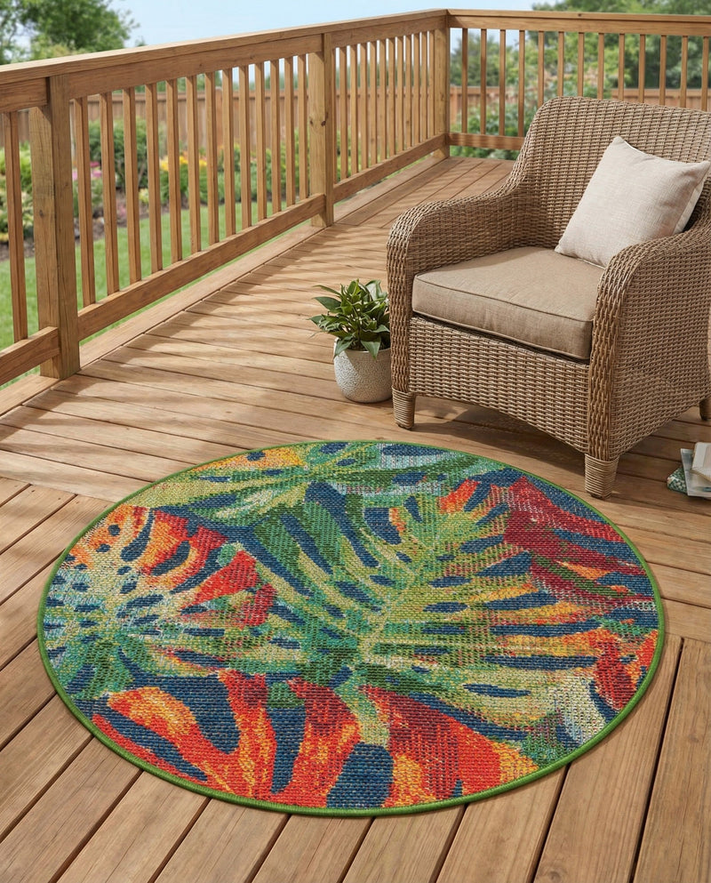 Coastal Terrace Collection Area Rug -  Pier Round Multi  lifestyle 71
