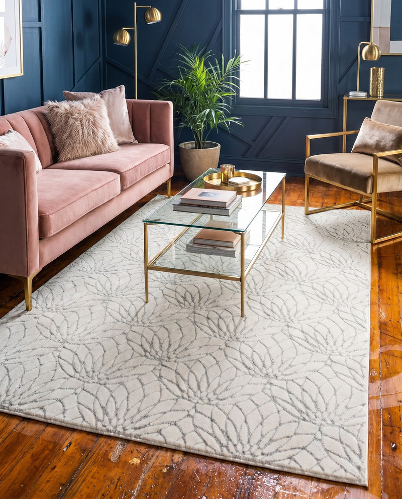 Hollywood Luxe Collection Area Rug -  Rodeo Rectangle White Silver  lifestyle 28