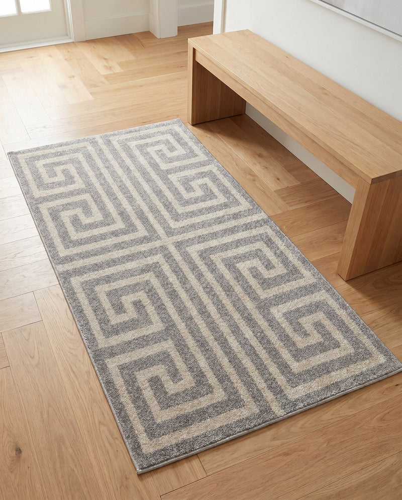 Aegean Labyrinth Collection Area Rug -  Mykonos Rectangle Gray  lifestyle 17