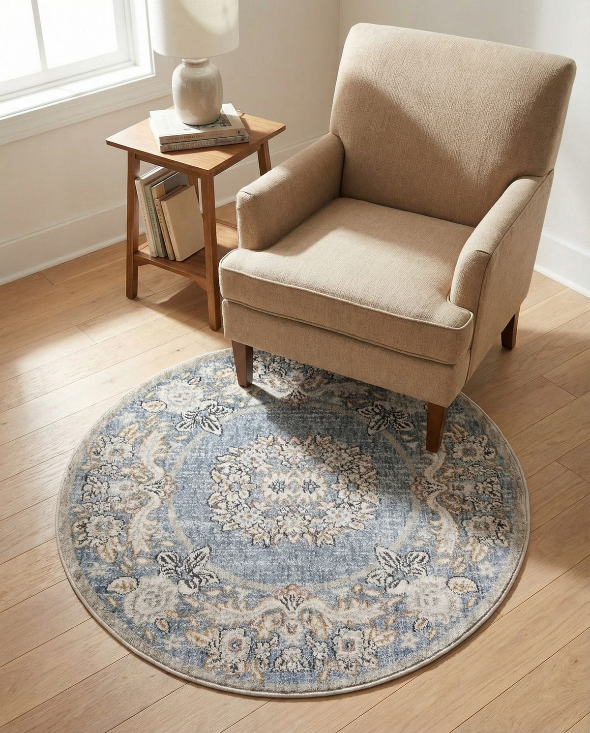 Heritage Harbor Collection Area Rug -  Seabreeze Round Harbor Blue  lifestyle 138