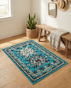Tabriz Tapestries Collection Area Rug - Azerbaijan (Turquoise) Rectangle Turquoise  lifestyle 13