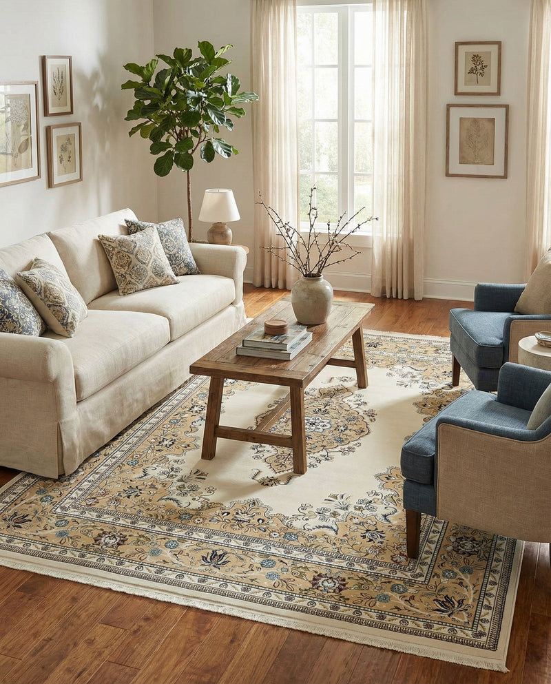 Persian Elegance Collection Area Rug - Isfahan Rectangle Cream  lifestyle 30