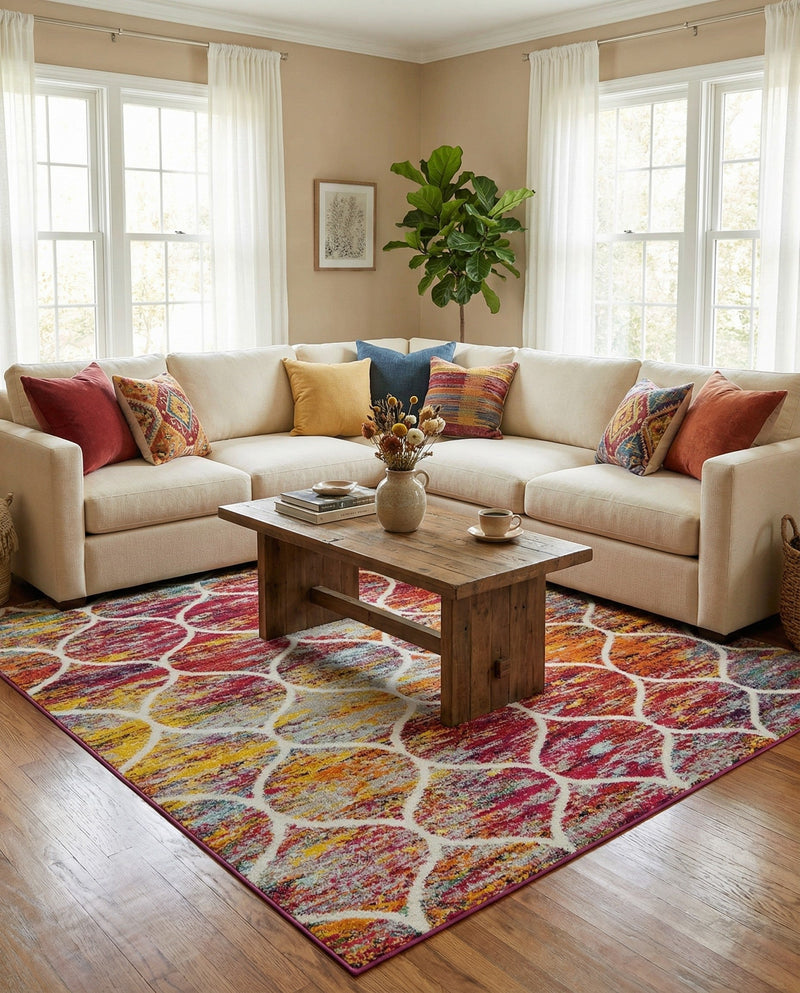 Trellis Mosaic Collection Area Rug -  Pergolatown (Multi) Square Multi  lifestyle 60
