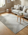 Seychelles Stripes Collection Area Rug - Mahe (Ivory and Gray) Rectangle Ivory and Gray  lifestyle 27