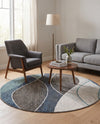 Autumn Meadow Collection Area Rug -  Emberglow Round Blue Gray  lifestyle 66