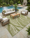 Seaside Blooms Collection Area Rug -  Evergreen (Green) Square Green  lifestyle 61
