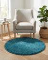 Plush Oasis Collection Area Rug - Serenity (Turquoise) Round Turquoise  lifestyle 37