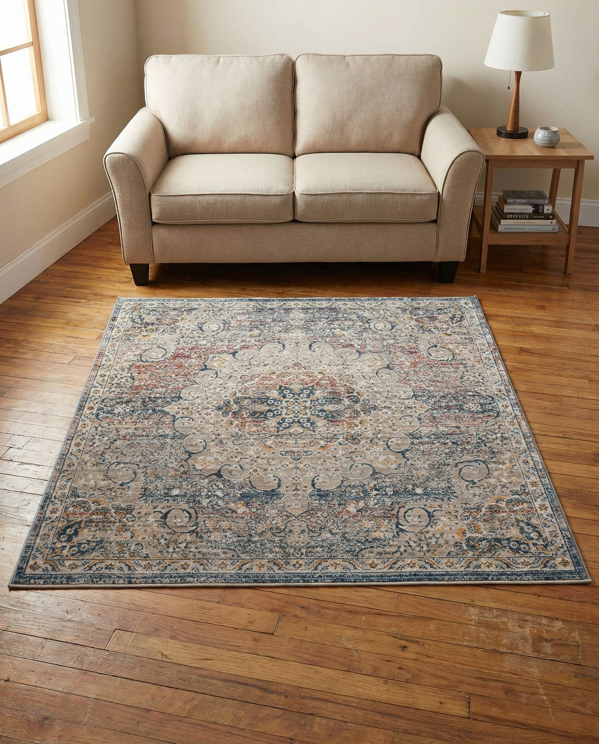 Coastal Haven Collection Area Rug - Seabreeze (Multi) Square Multi  lifestyle 90