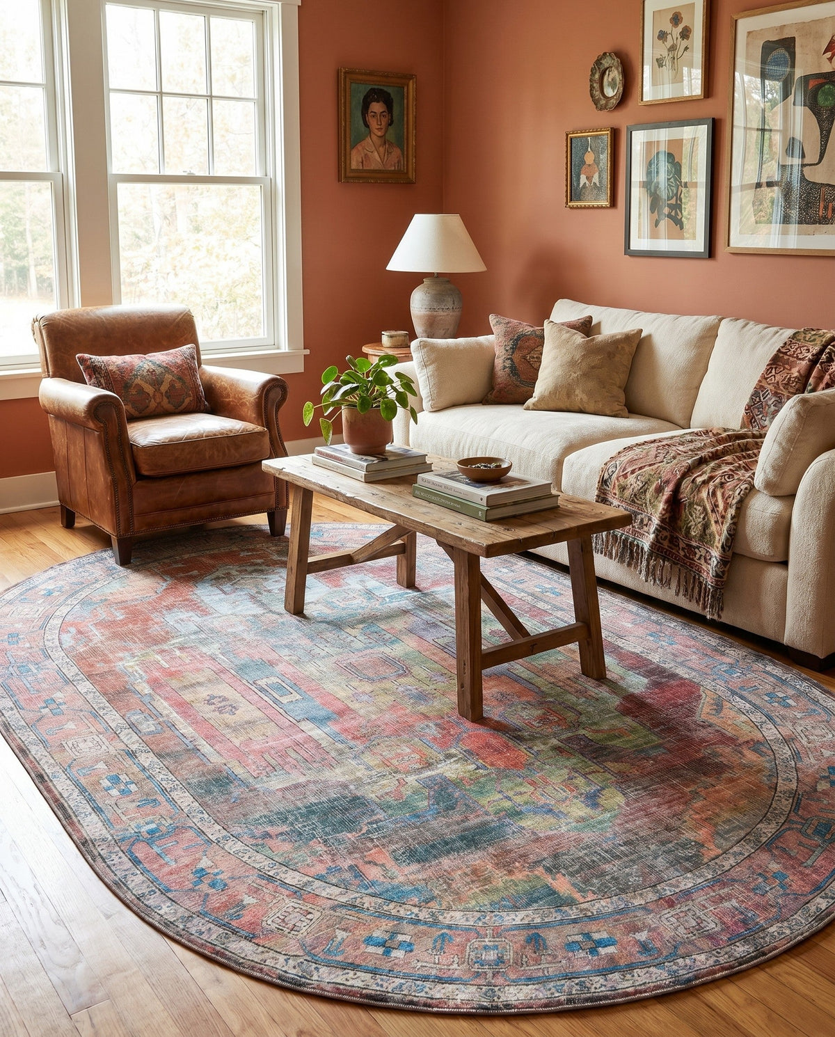 Zahara Oasis Collection Area Rug - Sahara Oval Multi  lifestyle 174