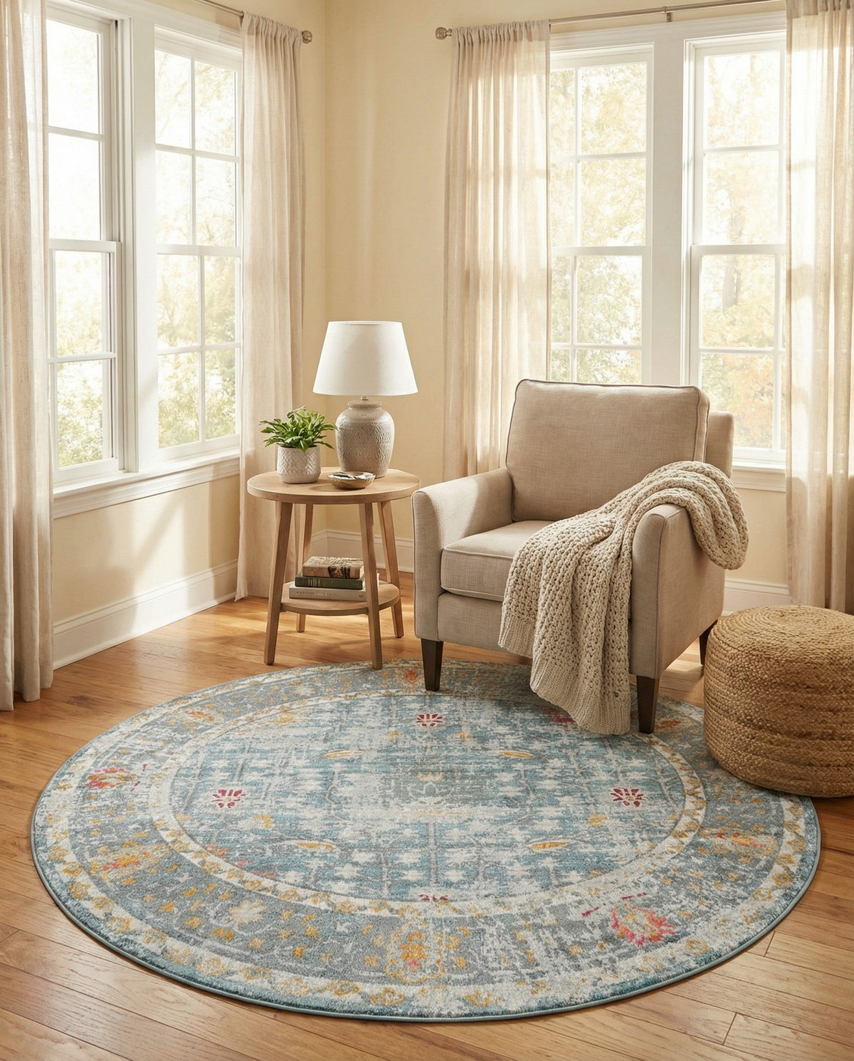 Arcadia Rugs Collection Area Rug -  Olympus Round Blue  lifestyle 132