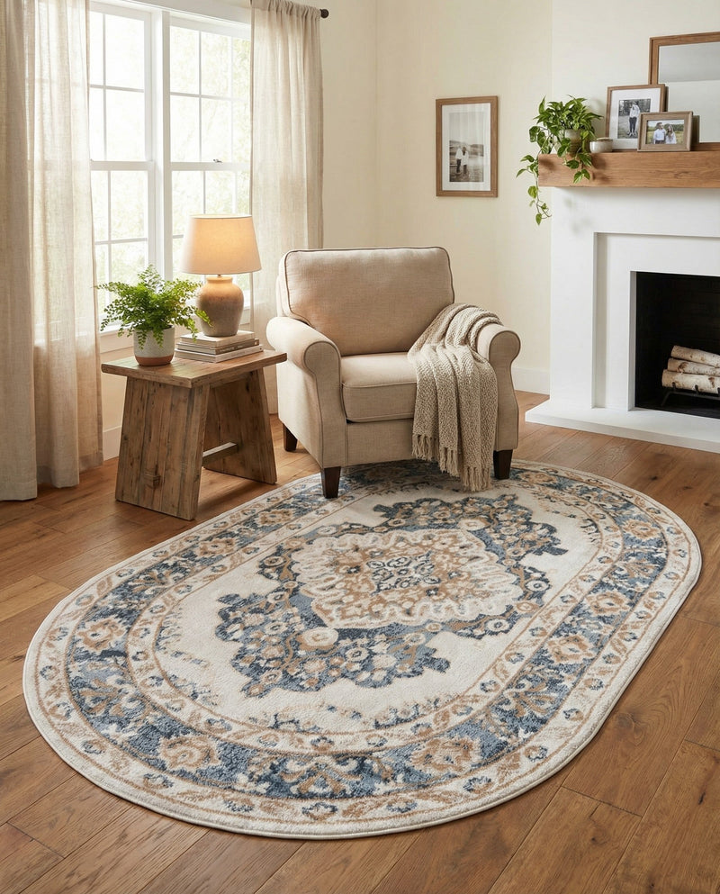 Cambridge Classics Collection Area Rug -  Magdalene (Cream) Oval Cream  lifestyle 38