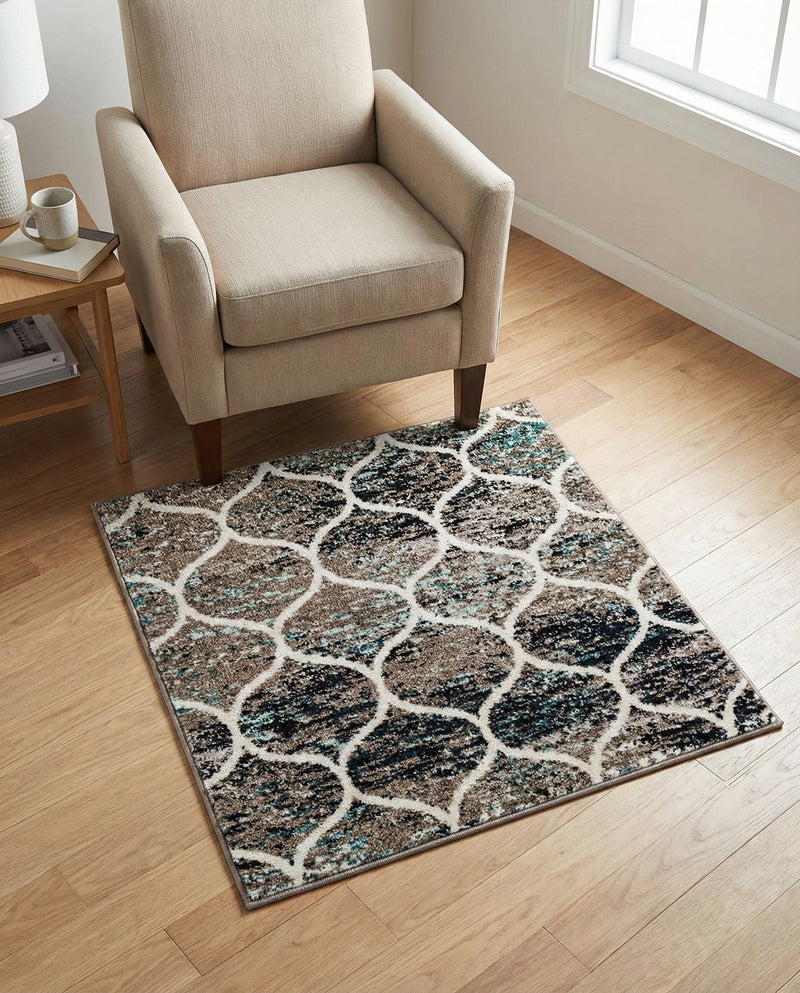Trellis Mosaic Collection Area Rug -  Pergolatown (Blue Multi) Square Blue Multi  lifestyle 57