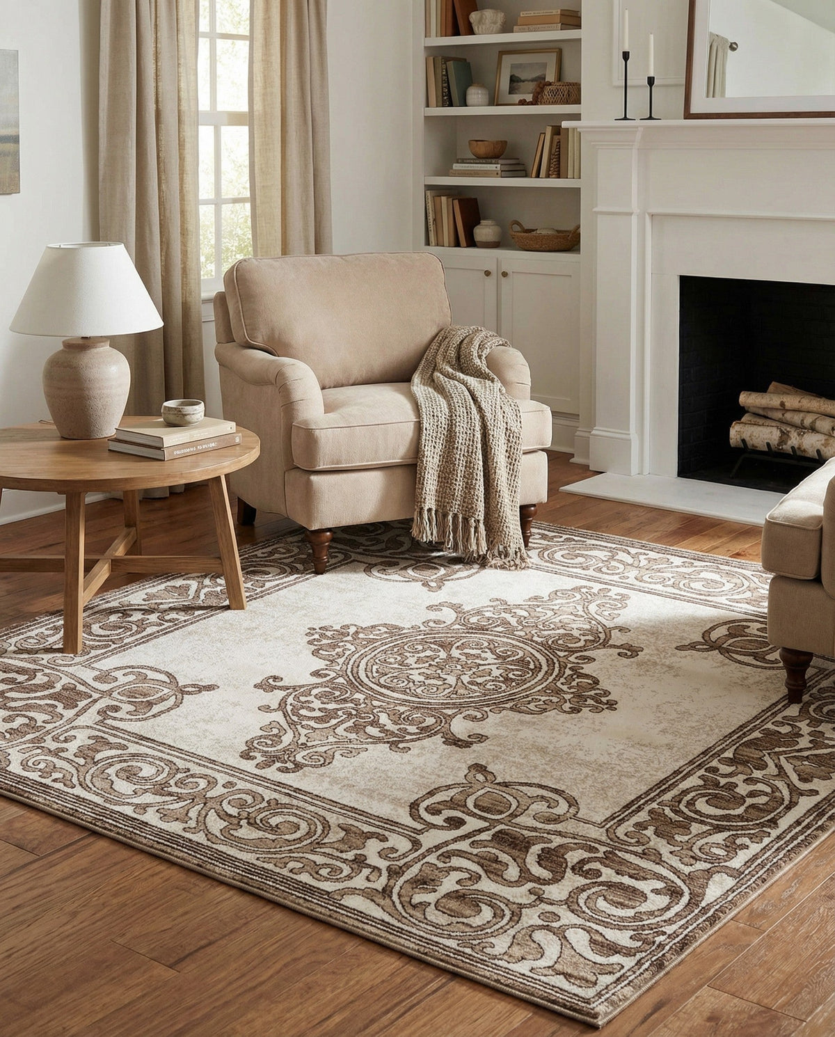 Sanctuary Retreat Collection Area Rug - Haven Square Chocolate Brown  lifestyle 158