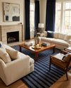 Hampton Stripes Wool Collection Area Rug - Montauk Rectangle Cobalt Blue  lifestyle 41