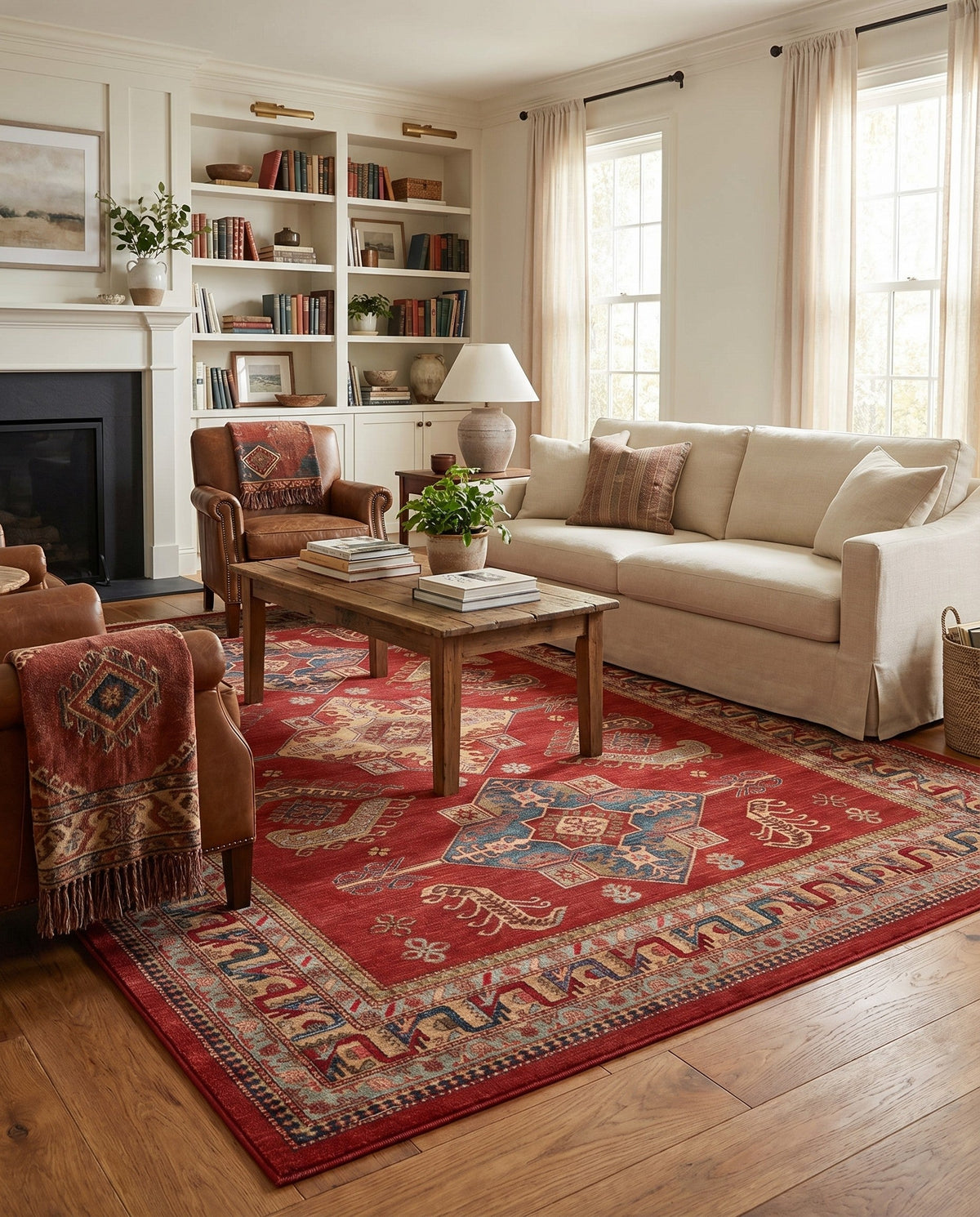 Persian Elegance Collection Area Rug -  Ardabil Rectangle Red  lifestyle 18