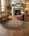 Zagros Oasis Collection Area Rug -  Dalahu Round Light Blue  lifestyle 43