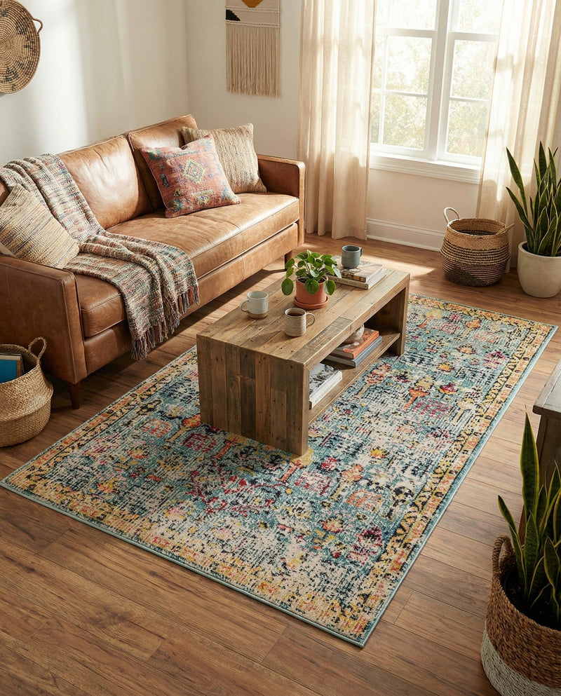 Sierra Collection Area Rug -  Shasta Rectangle Blue  lifestyle 34
