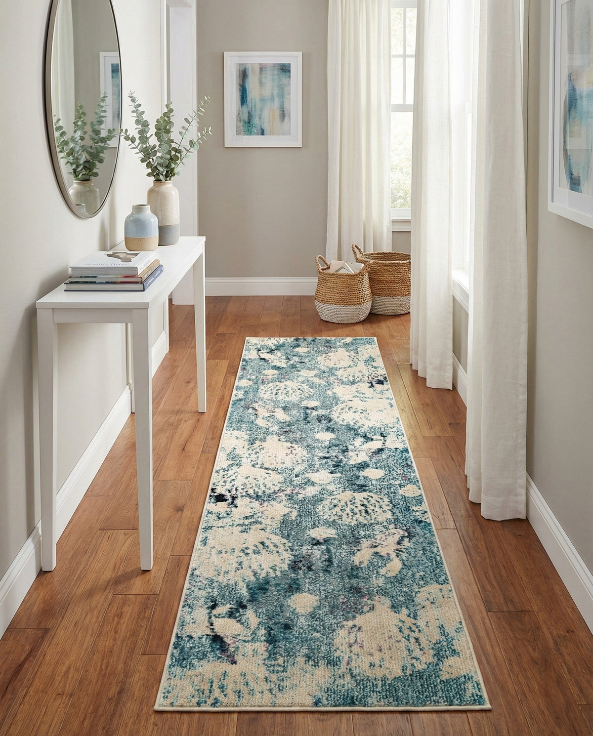 Sorrento Shores Collection Area Rug -  Vico Runner Light Blue  lifestyle 123