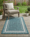 Terrace Fringe Collection Area Rug - Veranda (Teal) Rectangle Teal  lifestyle 30