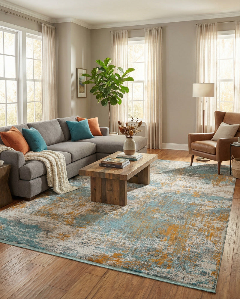 Arcadia Rugs Collection Area Rug -  Nirvana Rectangle Cream Blue  lifestyle 8