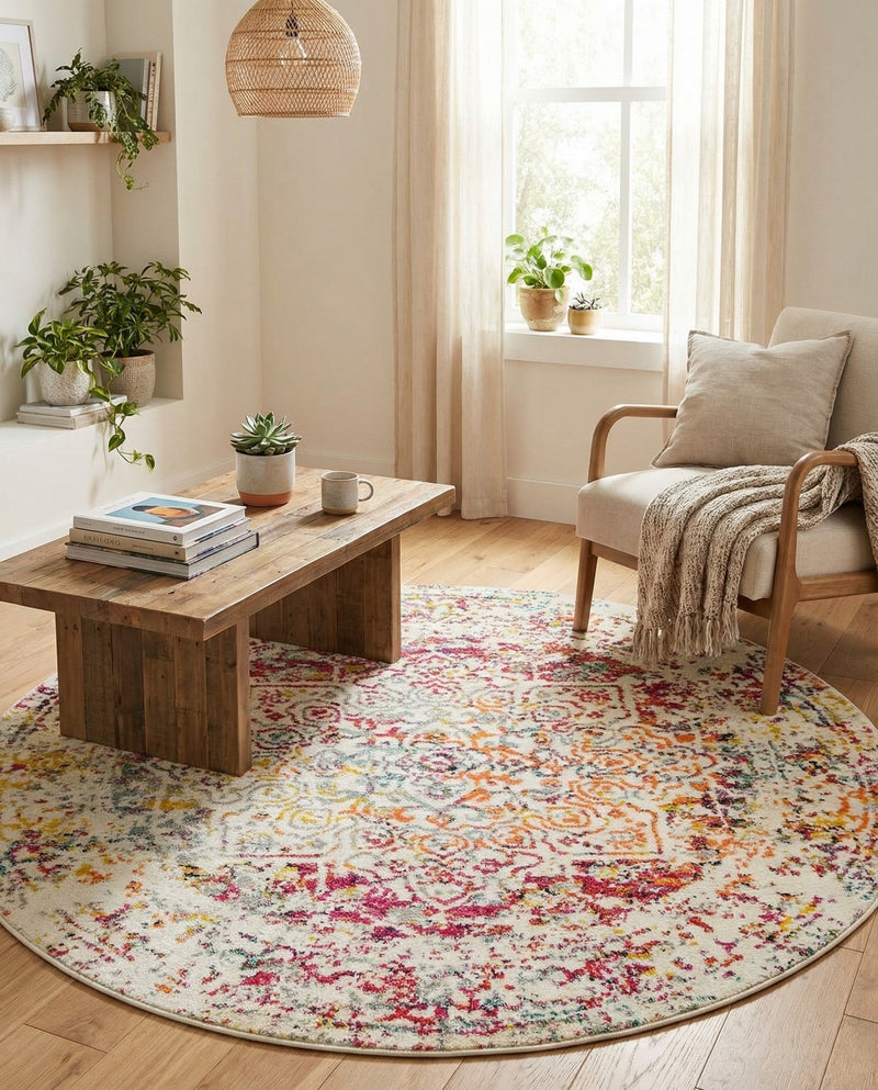 Georgetown Rugs Collection Area Rug - Dupont (Light Multi) Round Light Multi  lifestyle 60