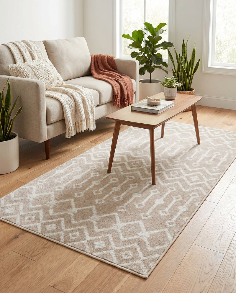 Marrakech Lattice Collection Area Rug - Medina (Beige) Rectangle Beige  lifestyle 7