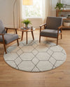Trellis Mosaic Collection Area Rug - Arborville (Ivory) Round Ivory  lifestyle 46