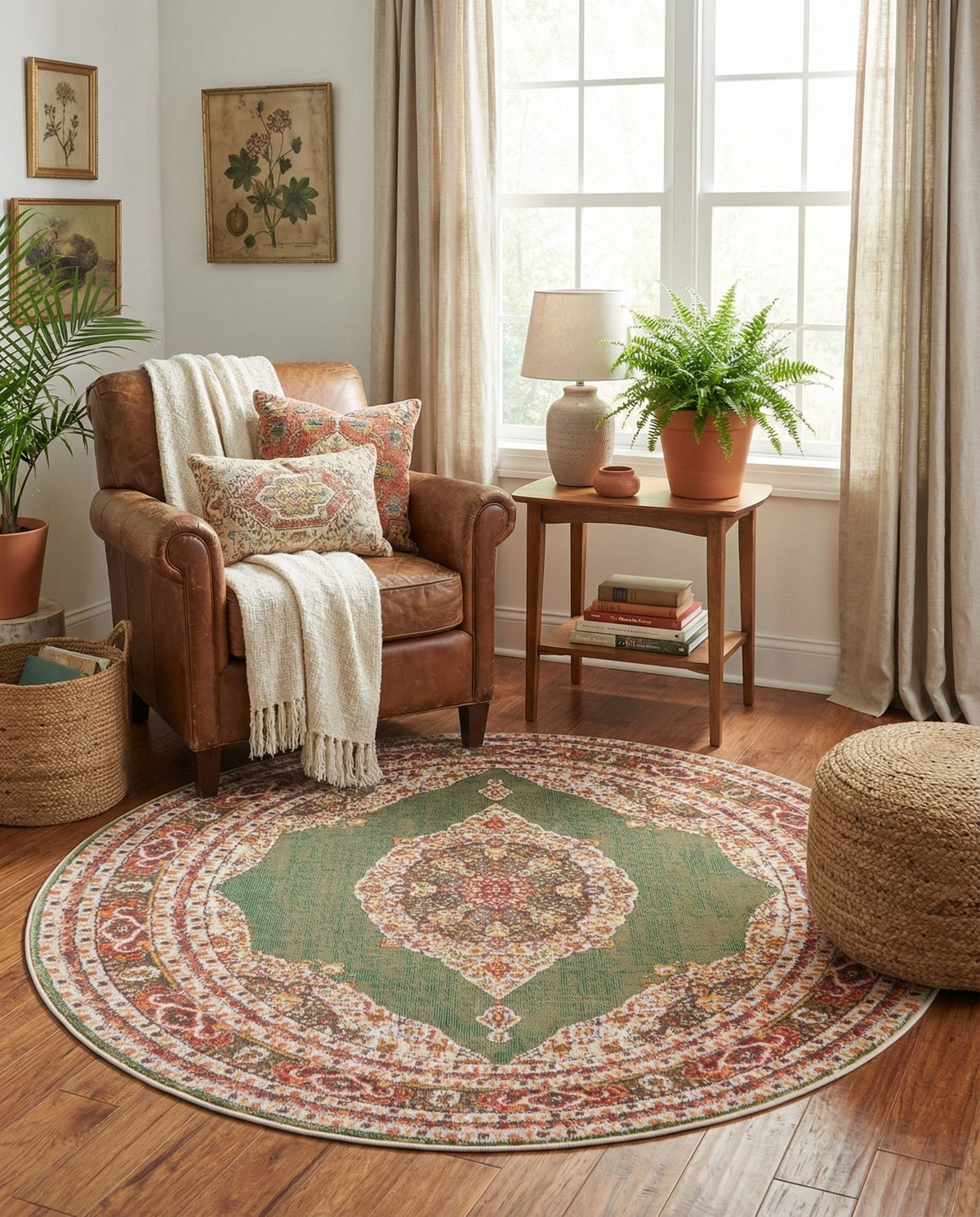Caribbean Breeze Collection Area Rug -  Windward Round Green  lifestyle 180