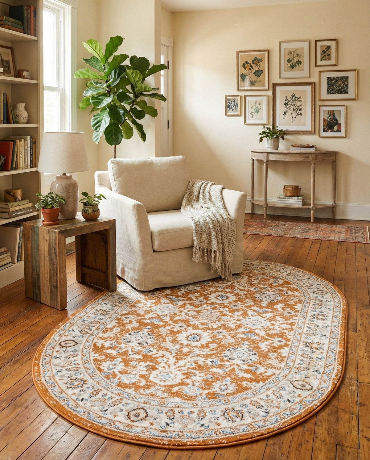 Savannah Elegance Collection Area Rug - Augusta (Rust Red) Oval Rust Red  lifestyle 94