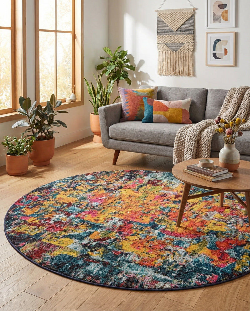 Marrakesh Elegance Collection Area Rug -  Larache Round Multi  lifestyle 62