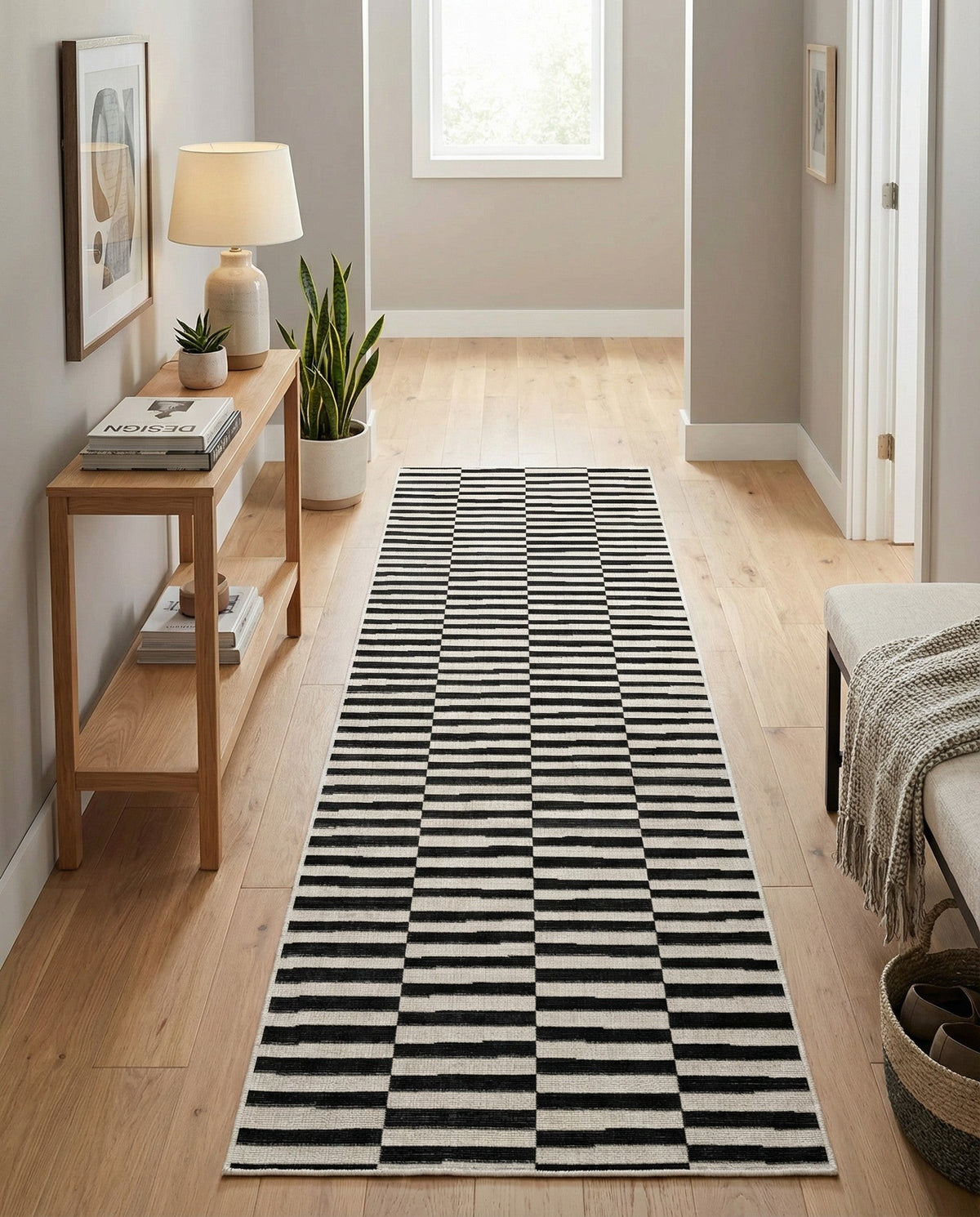 Soho Elegance Collection Area Rug -  Hudson (Black) Runner Black  lifestyle 93