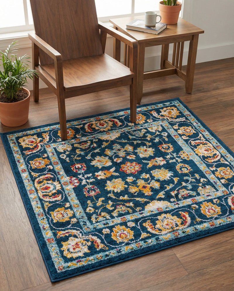 Adriana Terrace Collection Area Rug -  Positano (Navy Blue) Square Navy Blue  lifestyle 61
