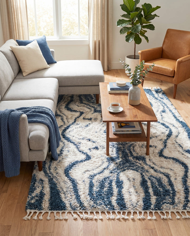 Cozy Cove Shag Collection Area Rug -  Seabreeze Rectangle Blue  lifestyle 31